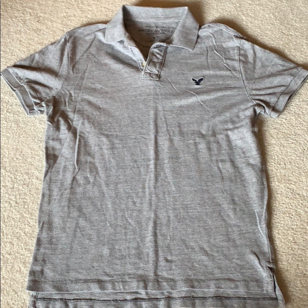 American Eagle Grey Polo Shirt Medium